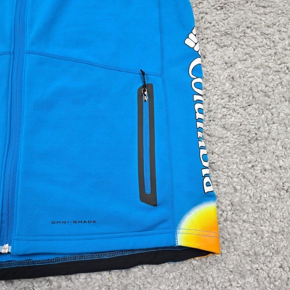Columbia Vest Mens Extra Large Blue Omni Shade Highroad Cycling Sports Full Zip - Picture 2 of 11